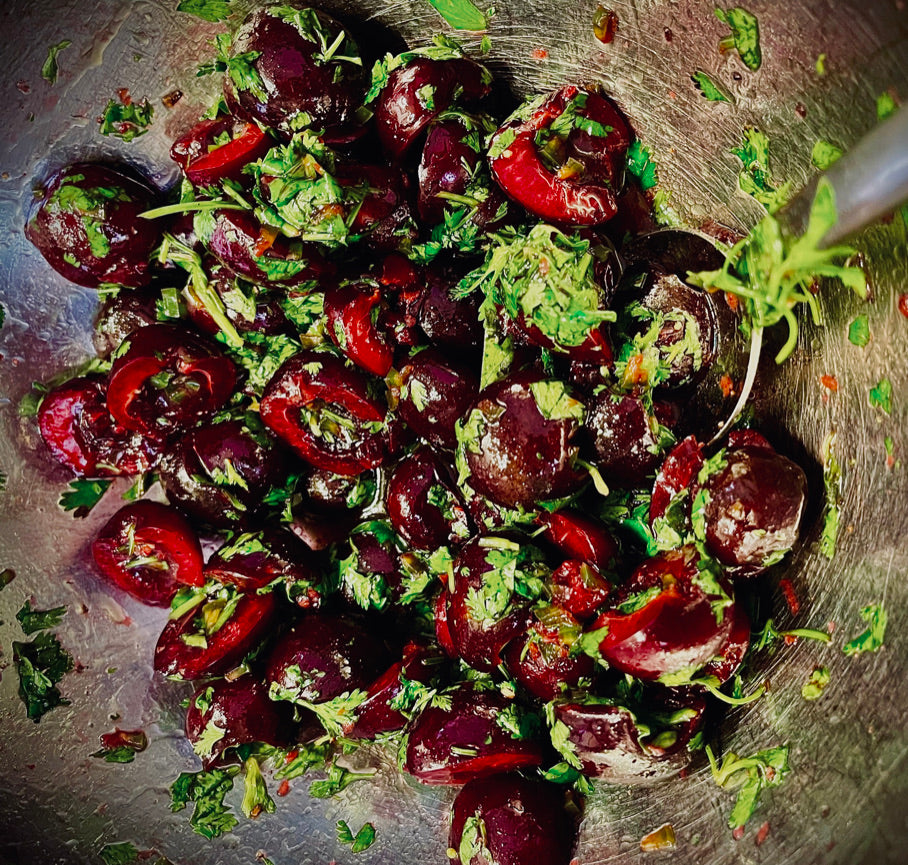 Israeli-inspired Spicy Cherry Salad
