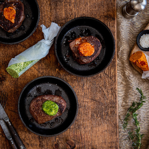 TENDERLOIN STEAKS WITH HERBED COMPOUND BUTTER