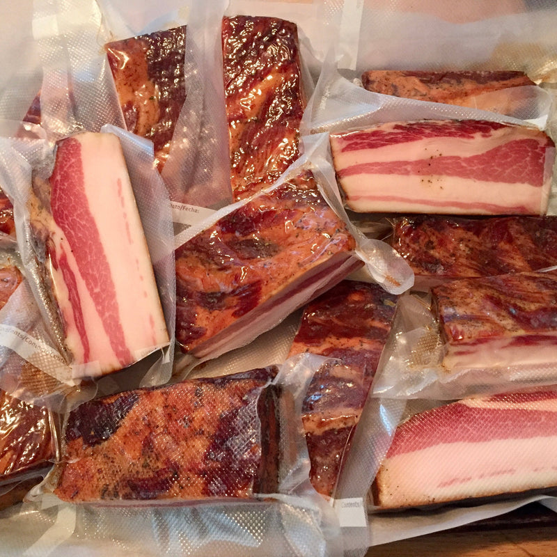 Home-cured and smoked bacon