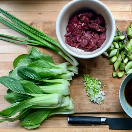Korean-inspired Stir Fry with Asparagus and Bok Choi
