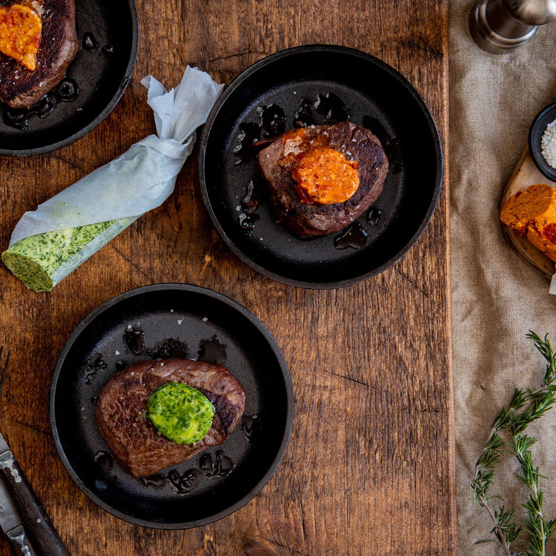 TENDERLOIN STEAKS WITH HERBED COMPOUND BUTTER