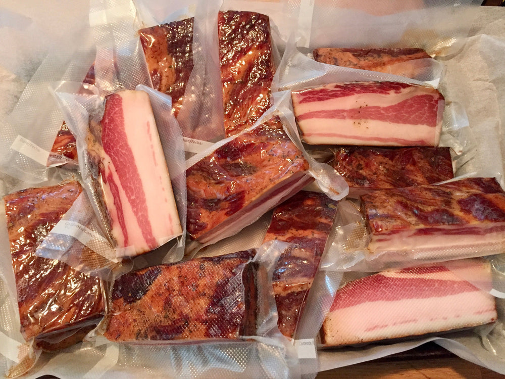 Home-cured and smoked bacon