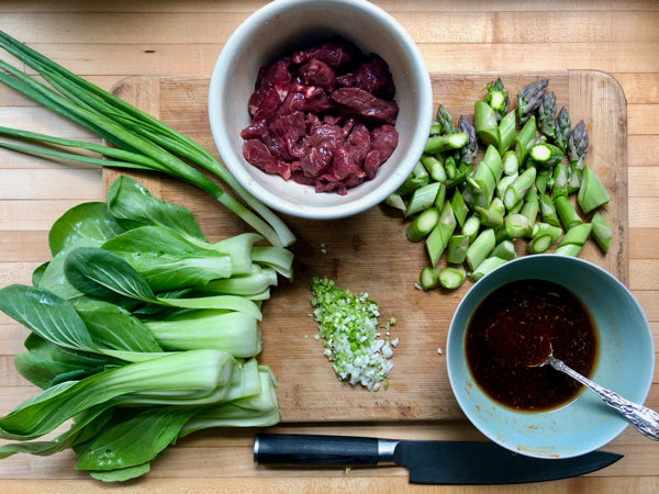 Korean-inspired Stir Fry with Asparagus and Bok Choi